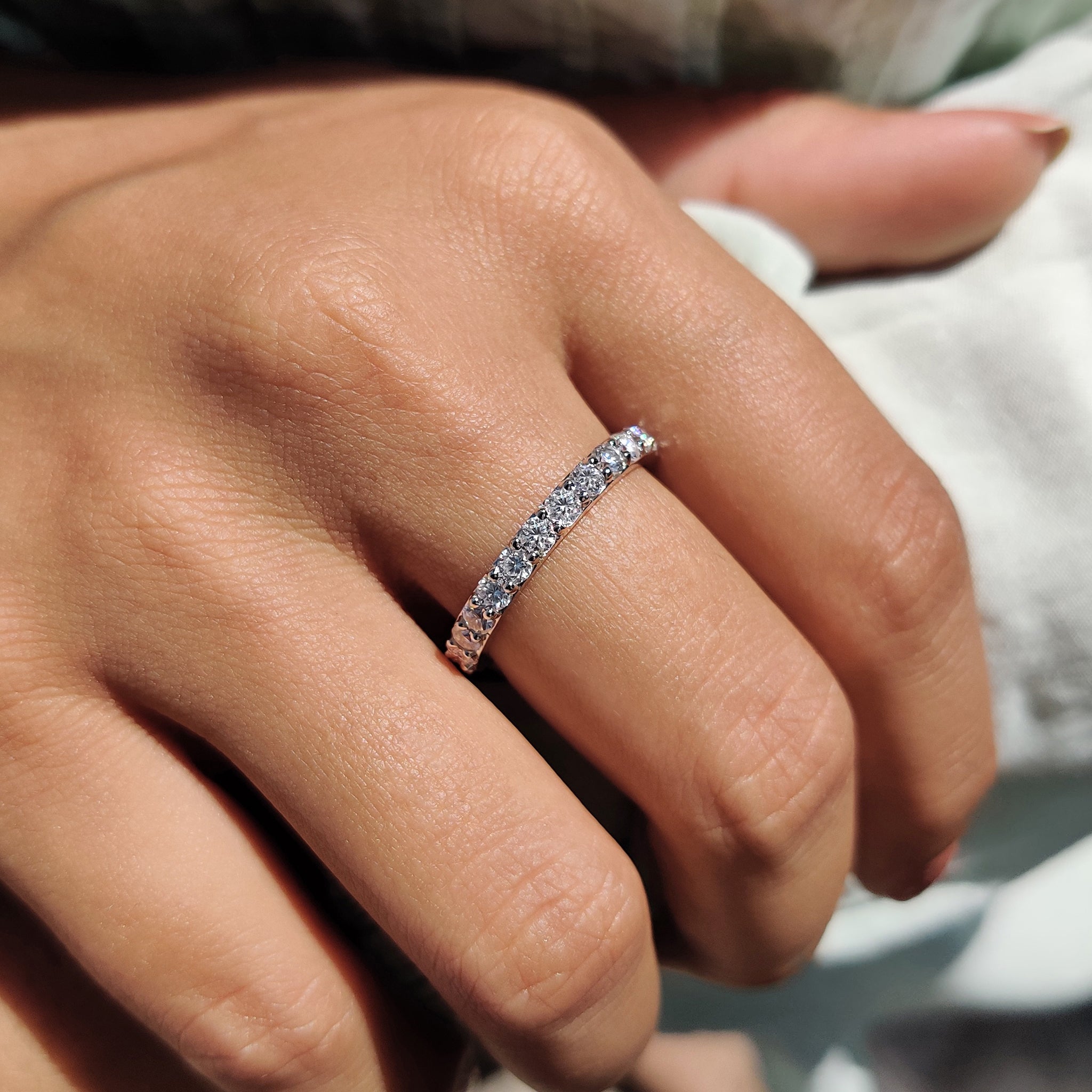 Round Cut Moissanite Eternity Band