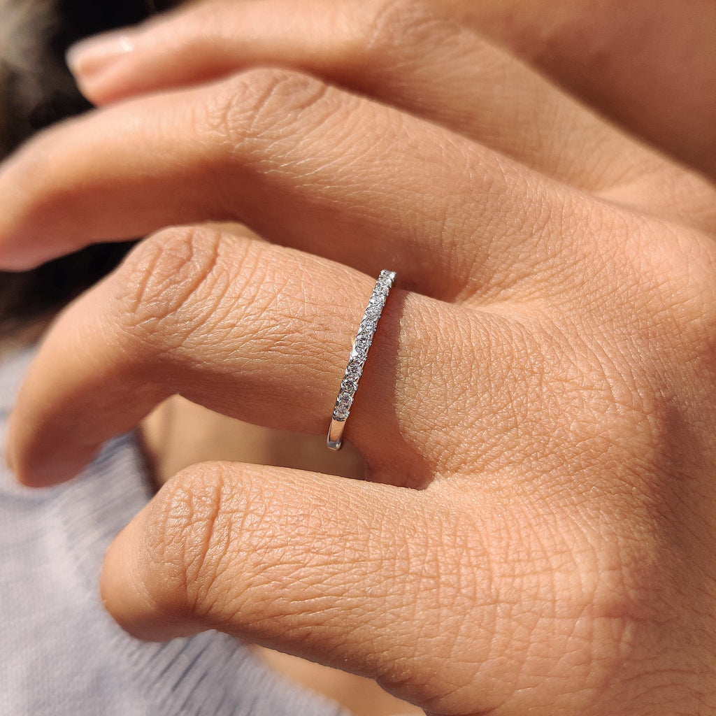 Bezel Set Wedding Band – Round Cut Half Eternity