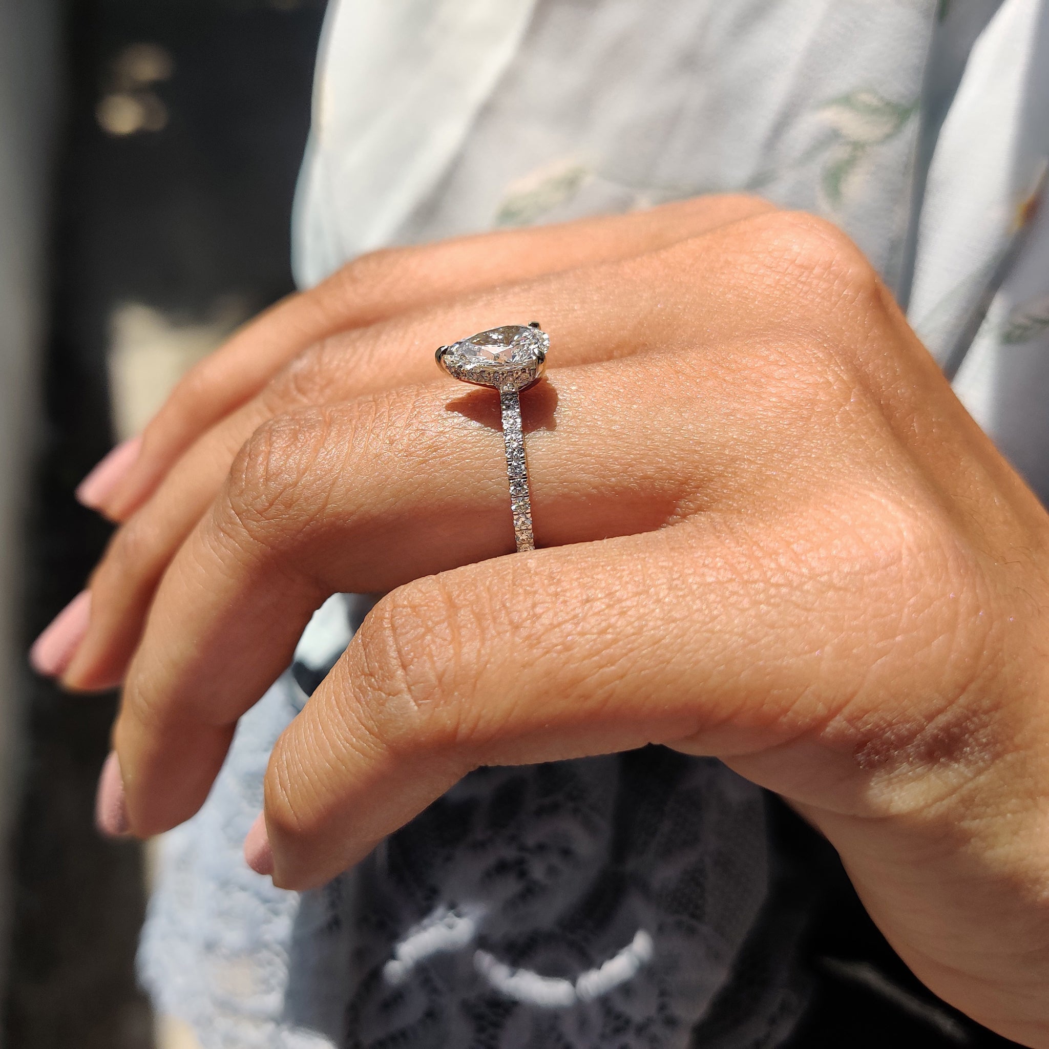 Pave Set Diamond Ring In Rose Gold