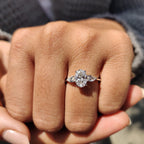 3 Stone Diamond Ring With Oval And Pear Cut