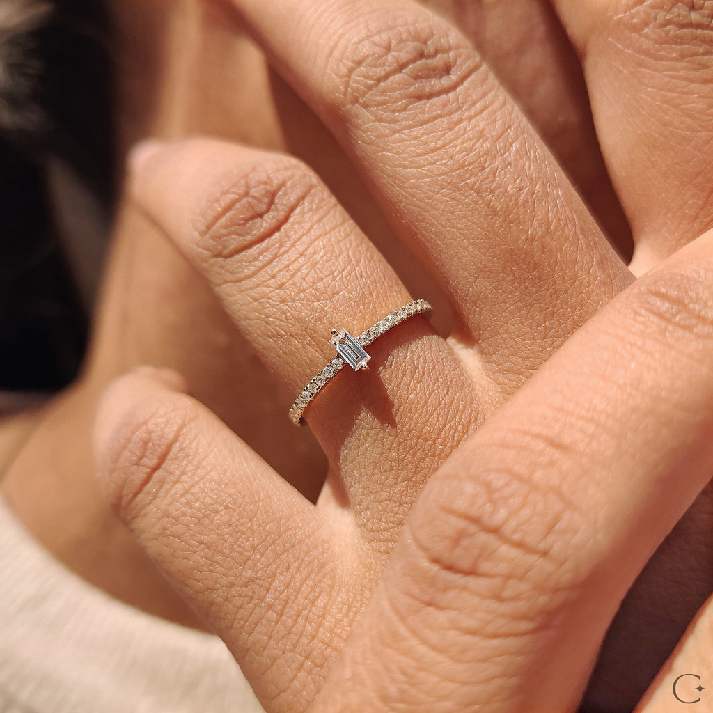 Baguette Diamond Ring In Pave Style