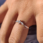 3 Stone Wedding Band with Curved Diamond Style