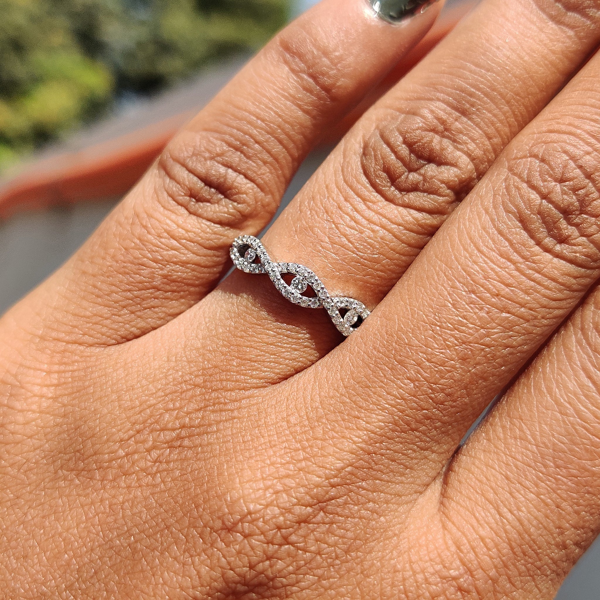 Evil Eye Infinity Wedding Band In White Gold