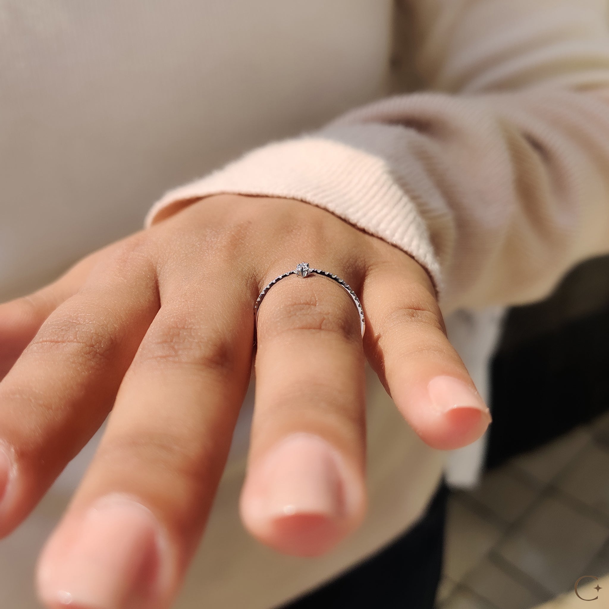 Minimalist Round Cut 2 Stone Diamond Ring