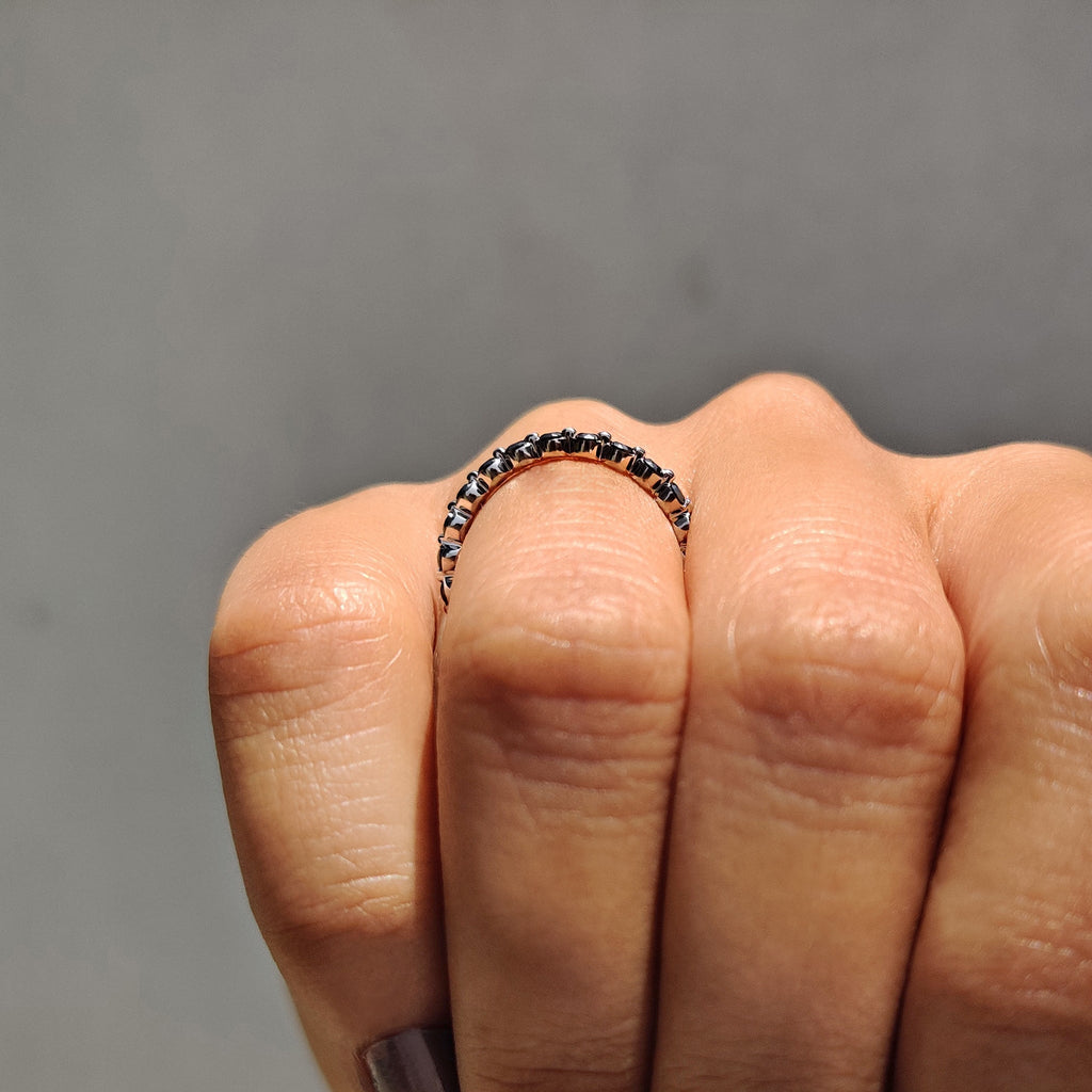 Full Eternity Black Stone Wedding Band