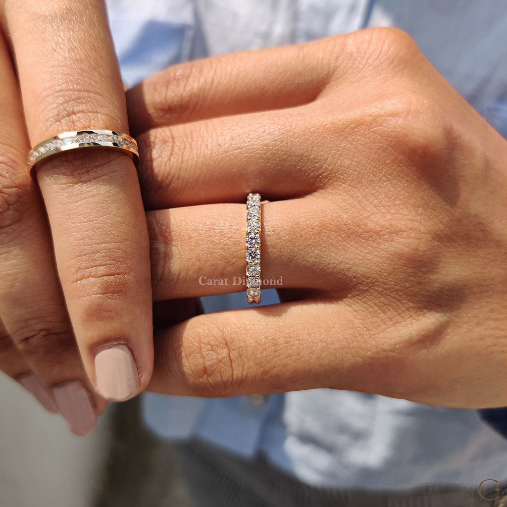 Round Cut Eternity Yellow Gold Wedding Band