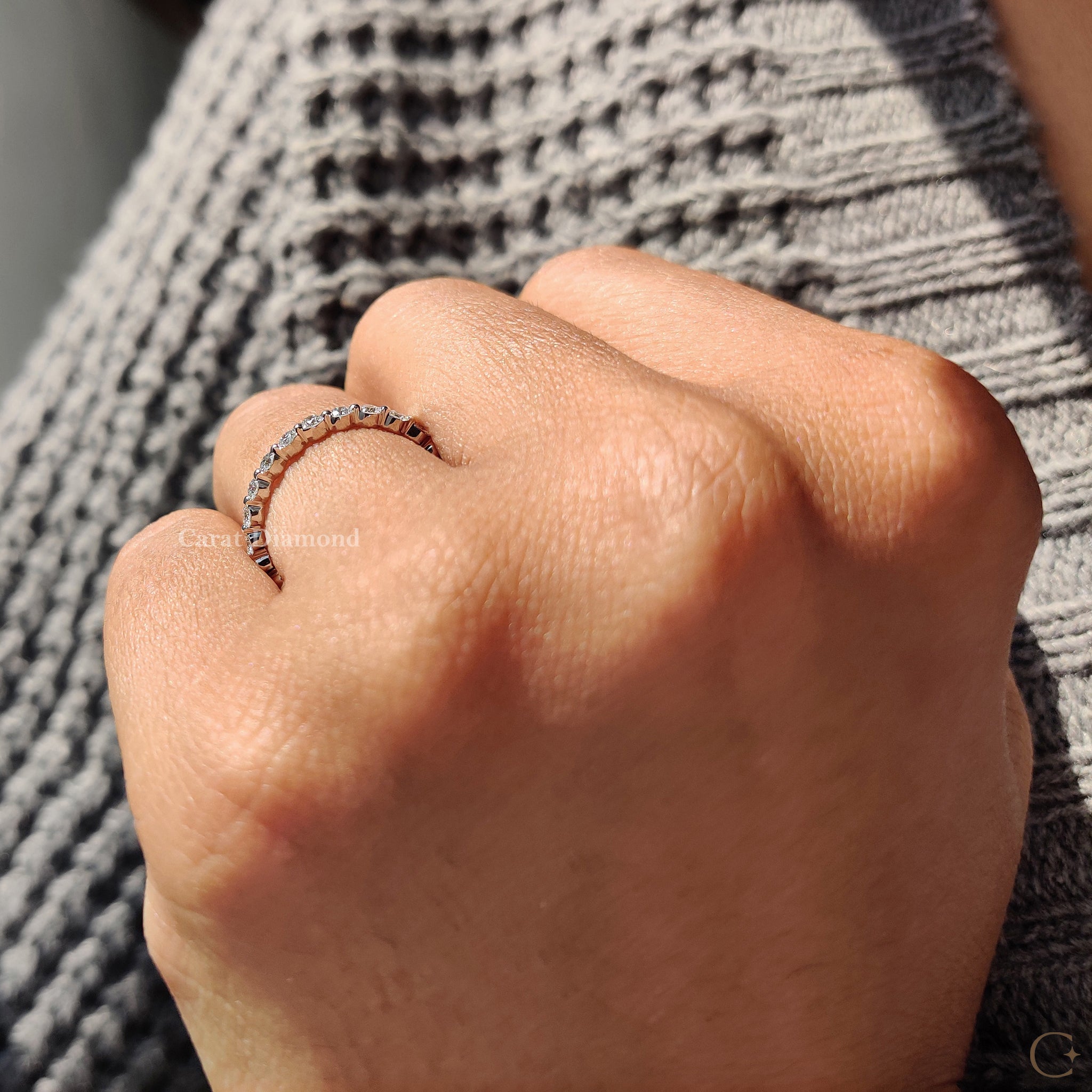 Lab Grown Round Cut Diamond White Gold Eternity Band