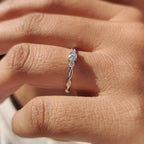 Three Stone Diamond Ring with Twisted Band