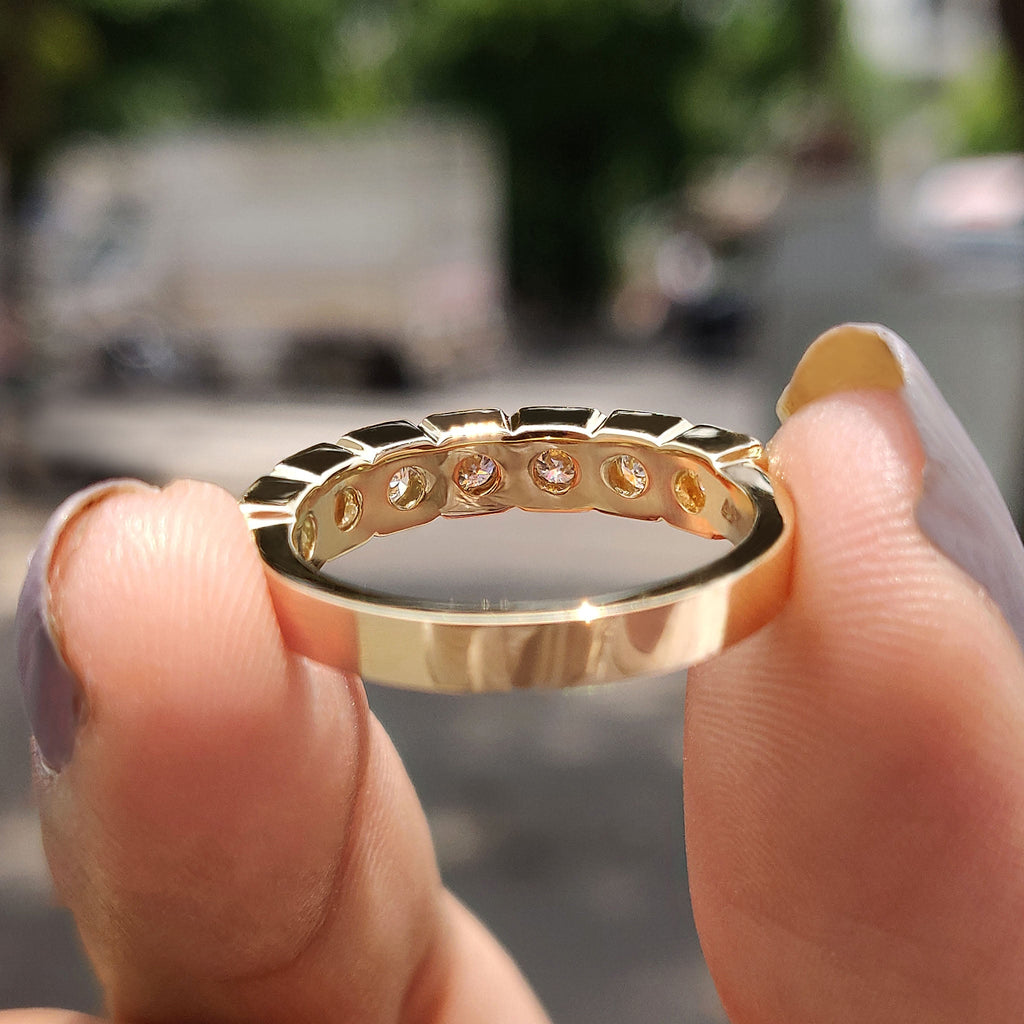 Half Eternity Band In Square Bezel Box Setting