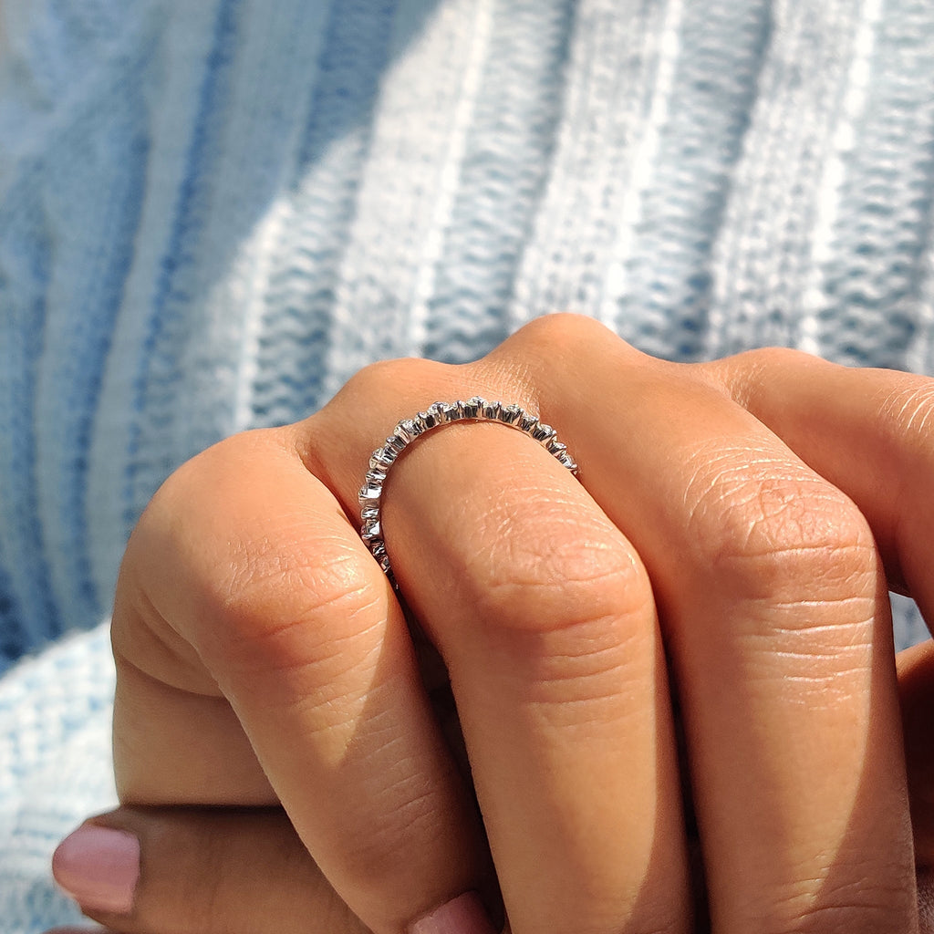 Round Moissanite Eternity Wedding Band