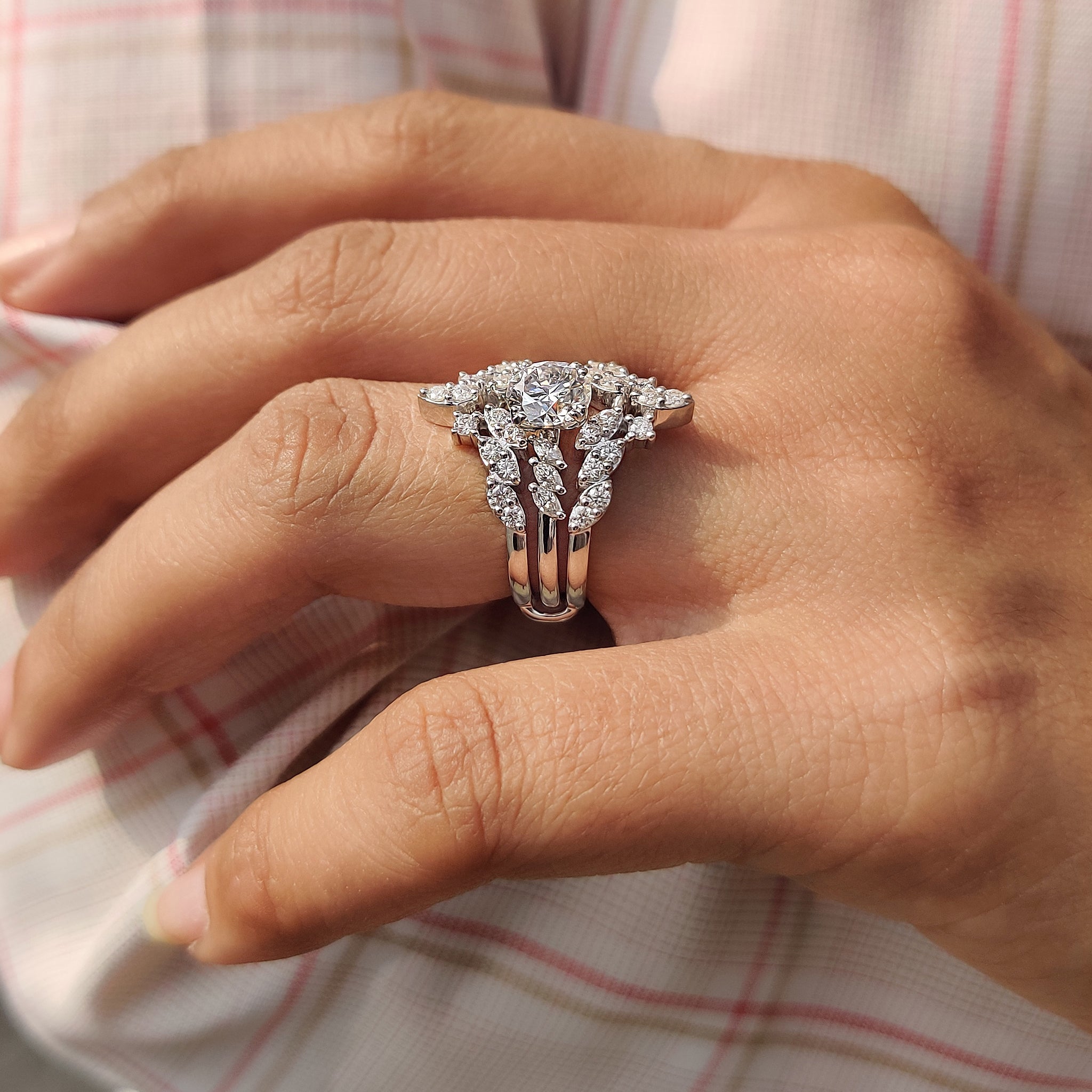 Round Cut Wrap Guard Ring Enhancer Wedding Band