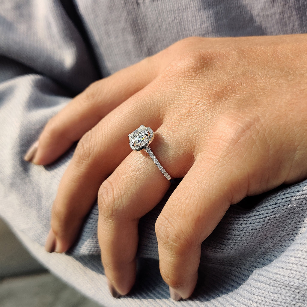 Cushion Cut Engagement Ring With Cathedral Setting