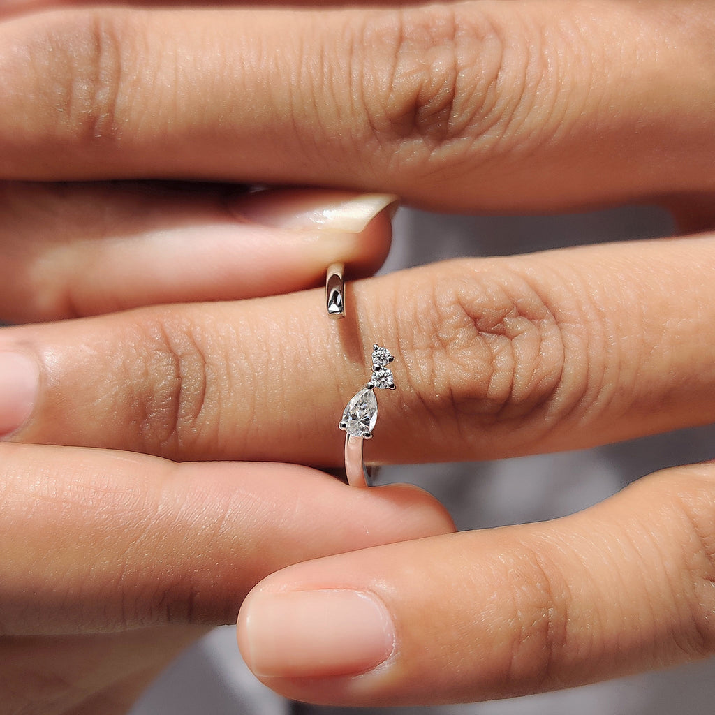 3 Stone Wedding Band In Pear And Round Cut