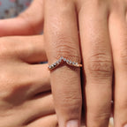 V Shaped Wedding Band In Round Cut Tiara Style
