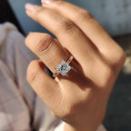 Princess Cut Solitaire Ring in a Cathedral Setting