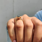 Cyan Blue Moissanite Round Cut Ring