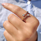 Double Bezel Set Two Stone Wedding Band