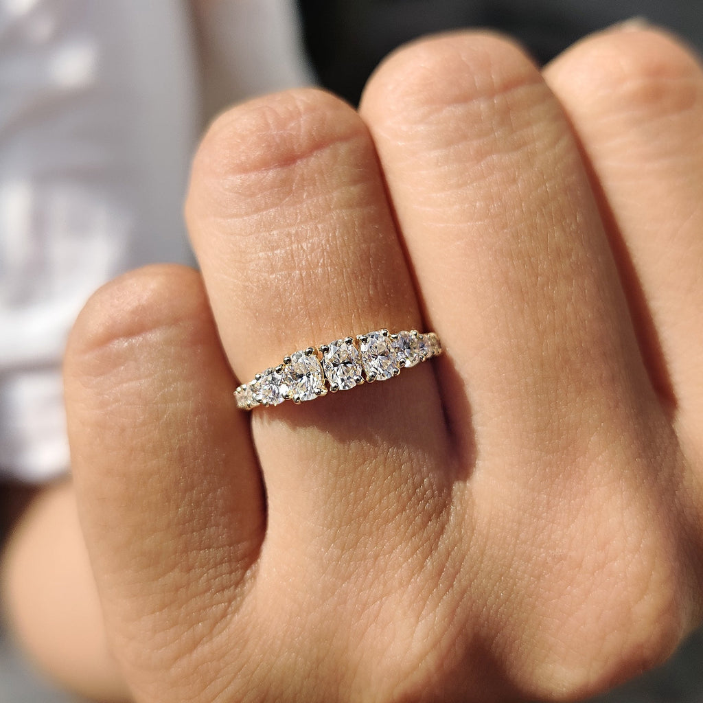Half Eternity Oval Cut Wedding Band