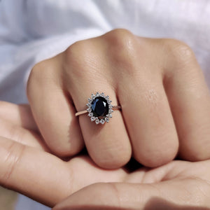 Tapered Shank Black Oval Engagement Ring