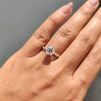 Round Cut Moissanite Engagement Ring Featuring Twisted Pave Set