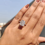 Elongated Cushion Engagement Ring In Pave Setting