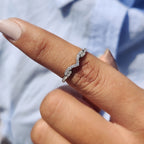 Round Cut Vintage Style Chevron Wedding Band