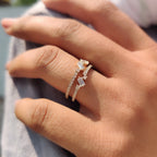 Baguette And Round Diamond Band In Double Row Pave Style