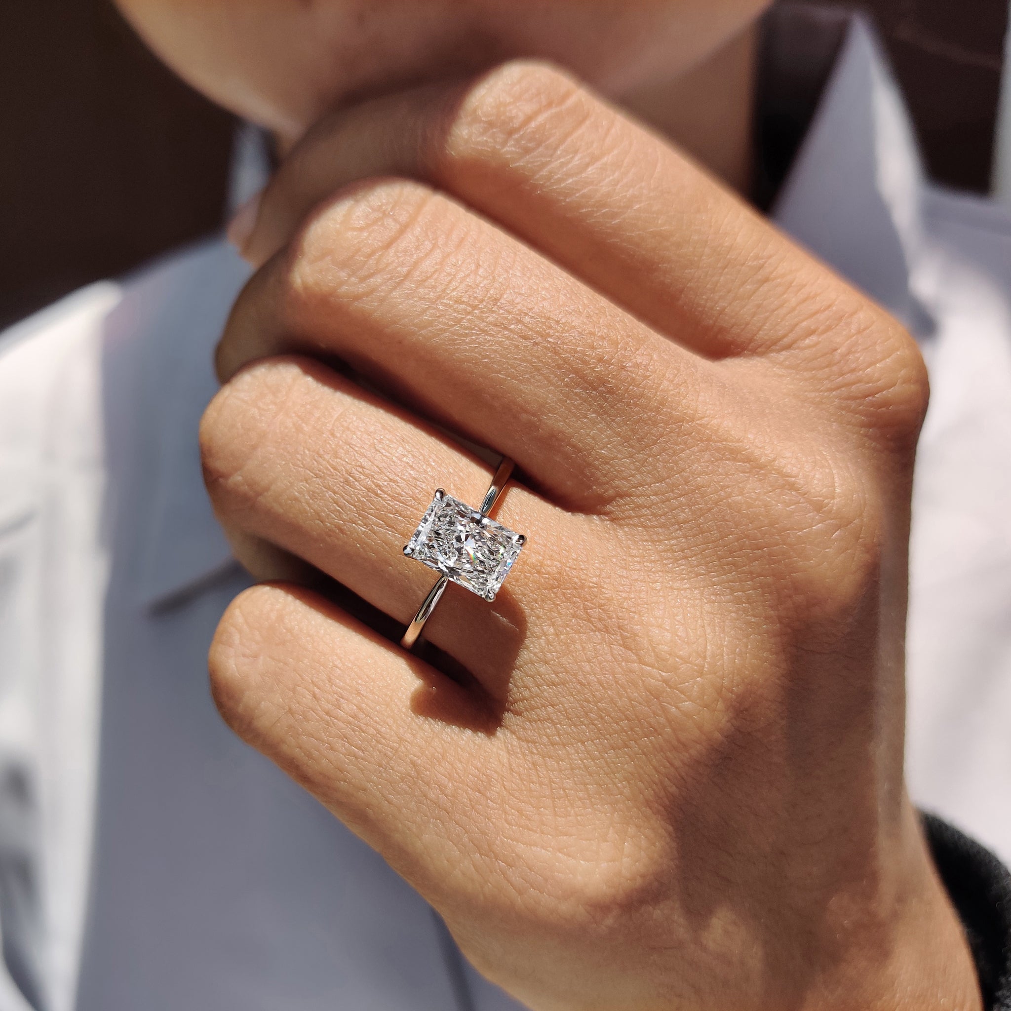 Radiant Diamond Engagement Ring In Solitaire Setting