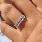 7 Stone Emerald Cut Diamond Wedding Band