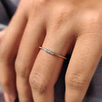 3 Stone Round Cut Diamond Milgrain Wedding Band