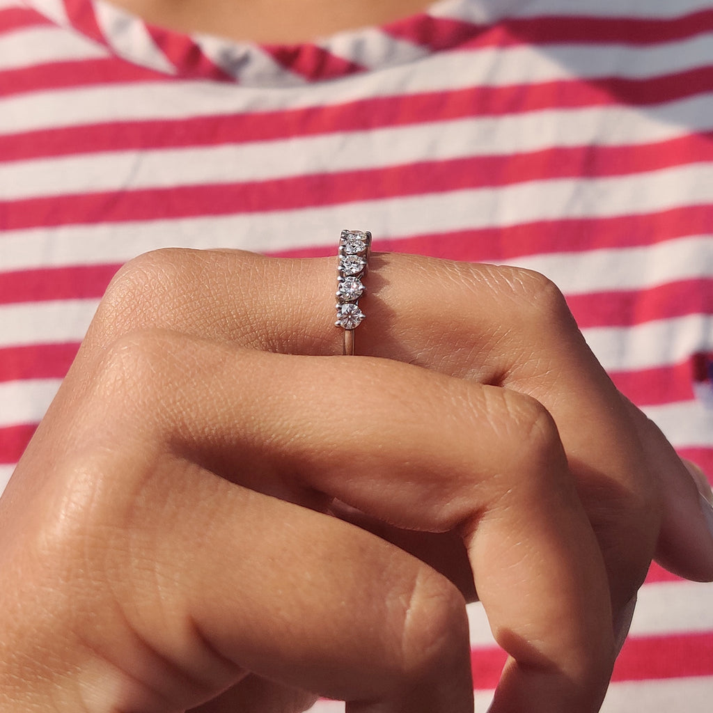 Moissanite Half Eternity Band With Round Cut