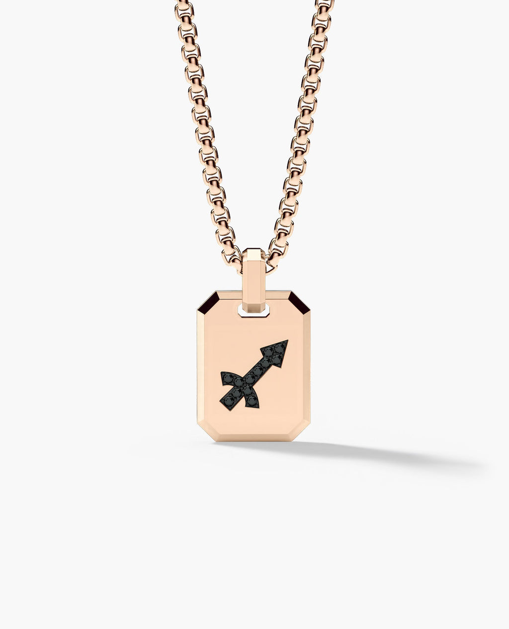 SAGITTARIUS MINI ZODIAC Dog Tag Gold Pendant with 0.25ct Black Diamonds