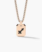 SAGITTARIUS MINI ZODIAC Dog Tag Gold Pendant with 0.25ct Black Diamonds