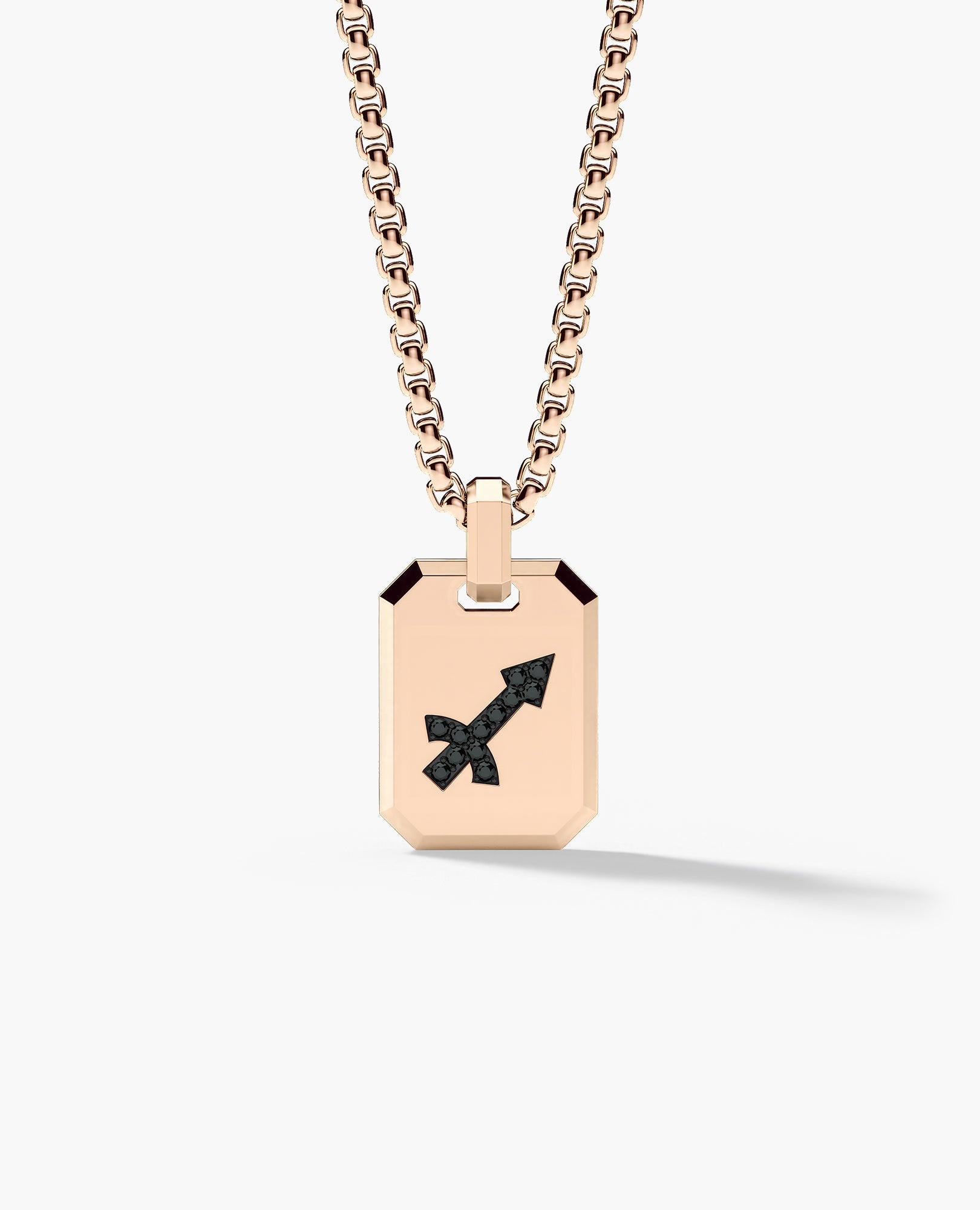 SAGITTARIUS MINI ZODIAC Dog Tag Gold Pendant with 0.25ct Black Diamonds