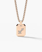 SAGITTARIUS MINI ZODIAC Dog Tag Gold Pendant with 0.25ct Diamonds