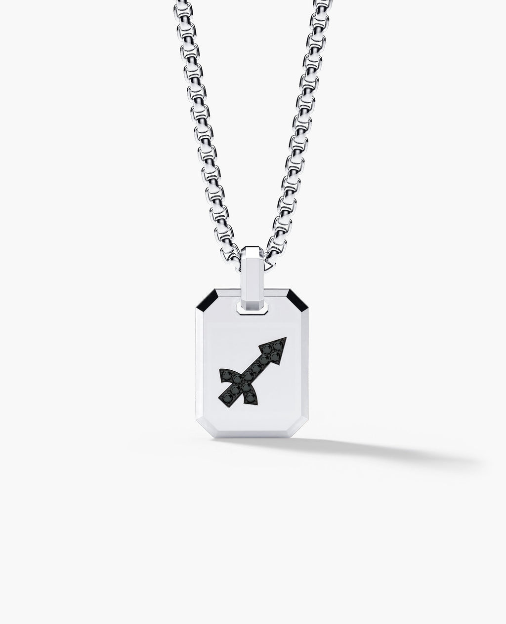 SAGITTARIUS MINI ZODIAC Dog Tag Gold Pendant with 0.25ct Black Diamonds