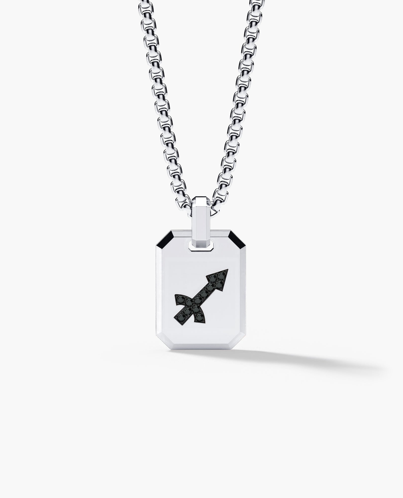 SAGITTARIUS MINI ZODIAC Dog Tag Gold Pendant with 0.25ct Black Diamonds