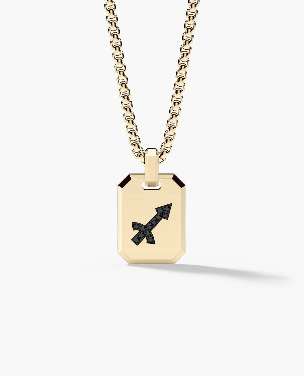 SAGITTARIUS MINI ZODIAC Dog Tag Gold Pendant with 0.25ct Black Diamonds