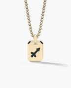 SAGITTARIUS MINI ZODIAC Dog Tag Gold Pendant with 0.25ct Black Diamonds