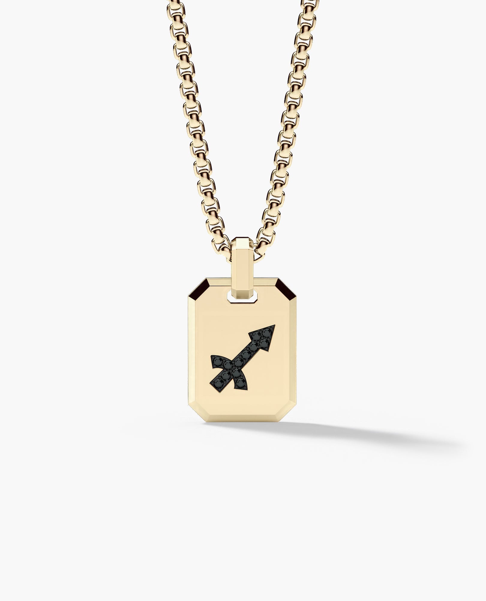 SAGITTARIUS MINI ZODIAC Dog Tag Gold Pendant with 0.25ct Black Diamonds