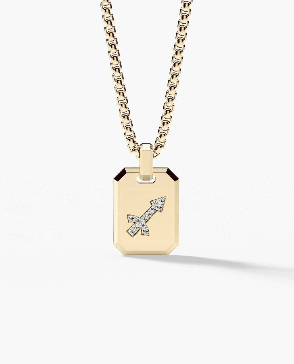 SAGITTARIUS MINI ZODIAC Dog Tag Gold Pendant with 0.25ct Diamonds