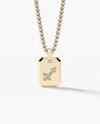 SAGITTARIUS MINI ZODIAC Dog Tag Gold Pendant with 0.25ct Diamonds