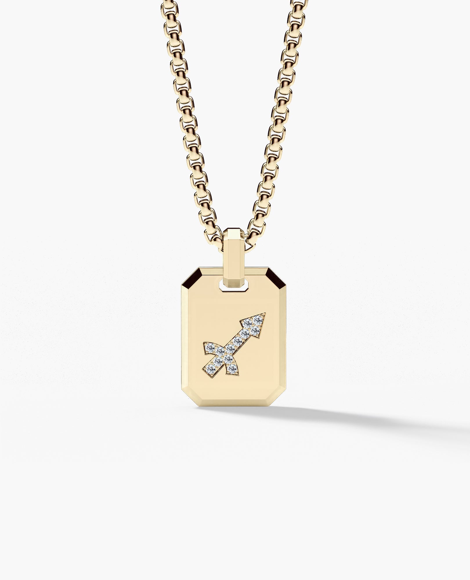 SAGITTARIUS MINI ZODIAC Dog Tag Gold Pendant with 0.25ct Diamonds