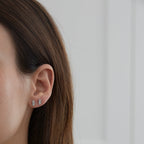 0.61 TCW Round & Baguette Moissanite Diamond Stud Earrings
