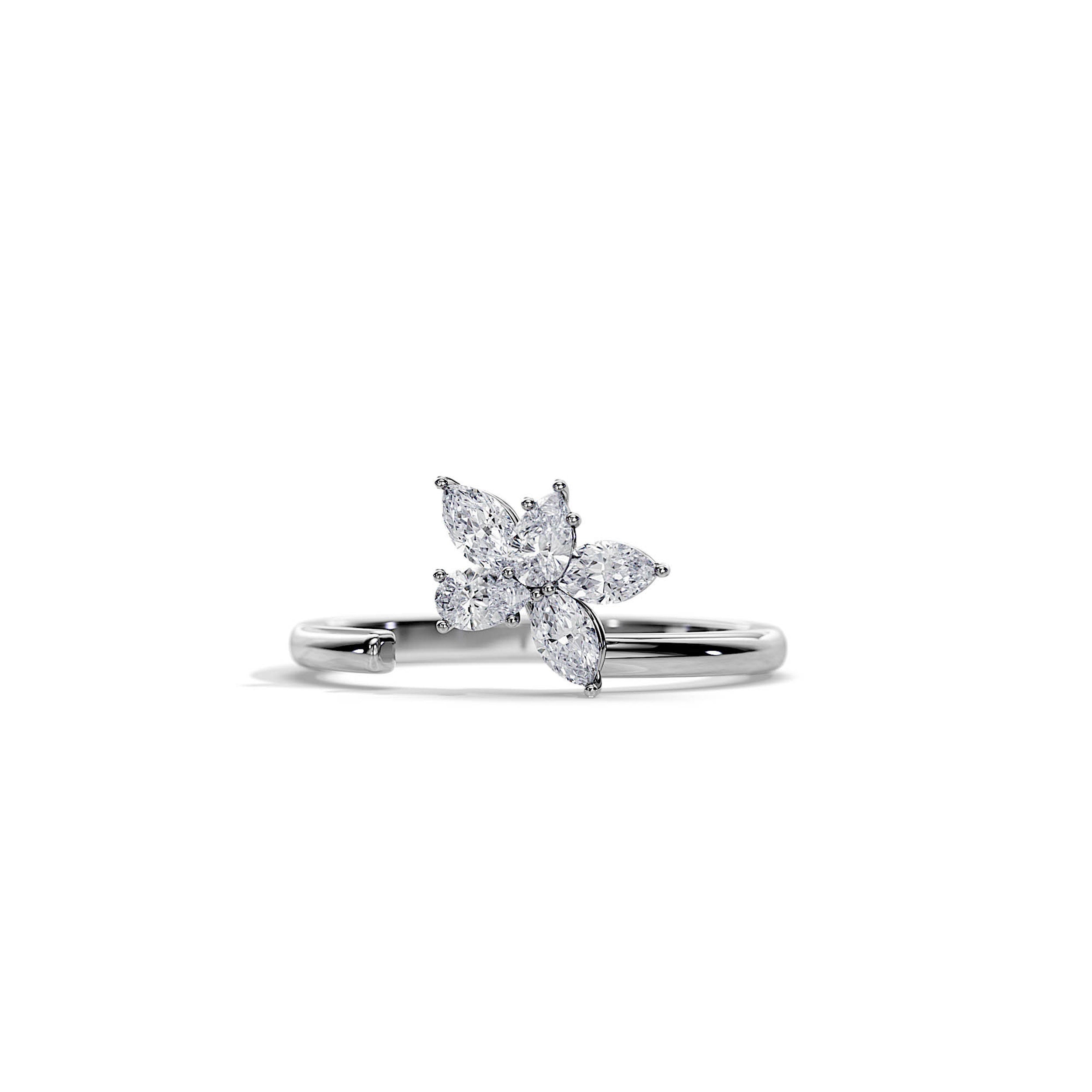 0.55 TCW Pear & Marquise Moissanite Open Wedding Band