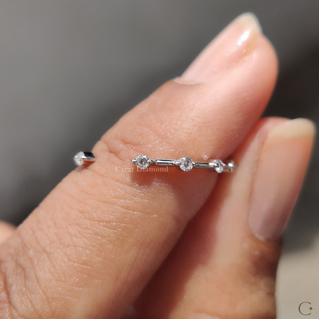 Open Gap Wedding Band with Round Cut Diamond