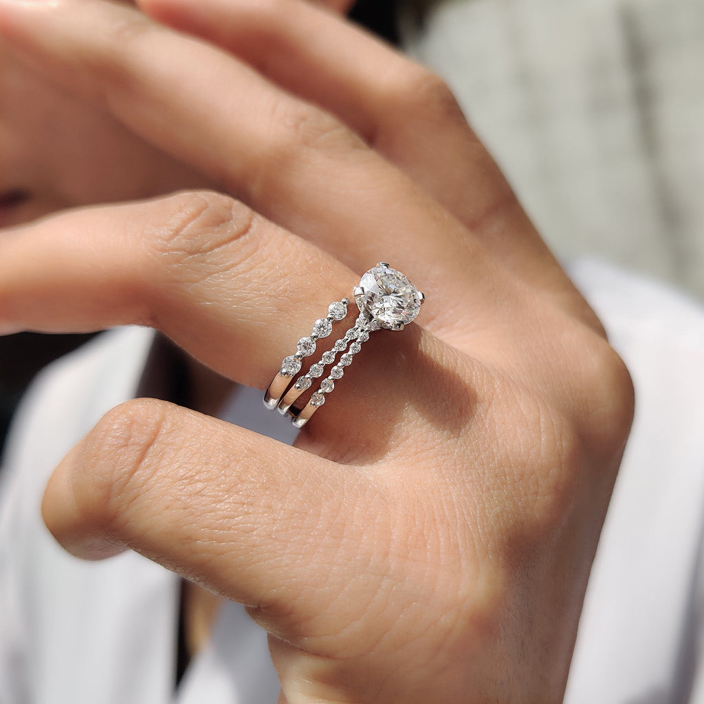 Round Cut Shared Prong Wedding Band