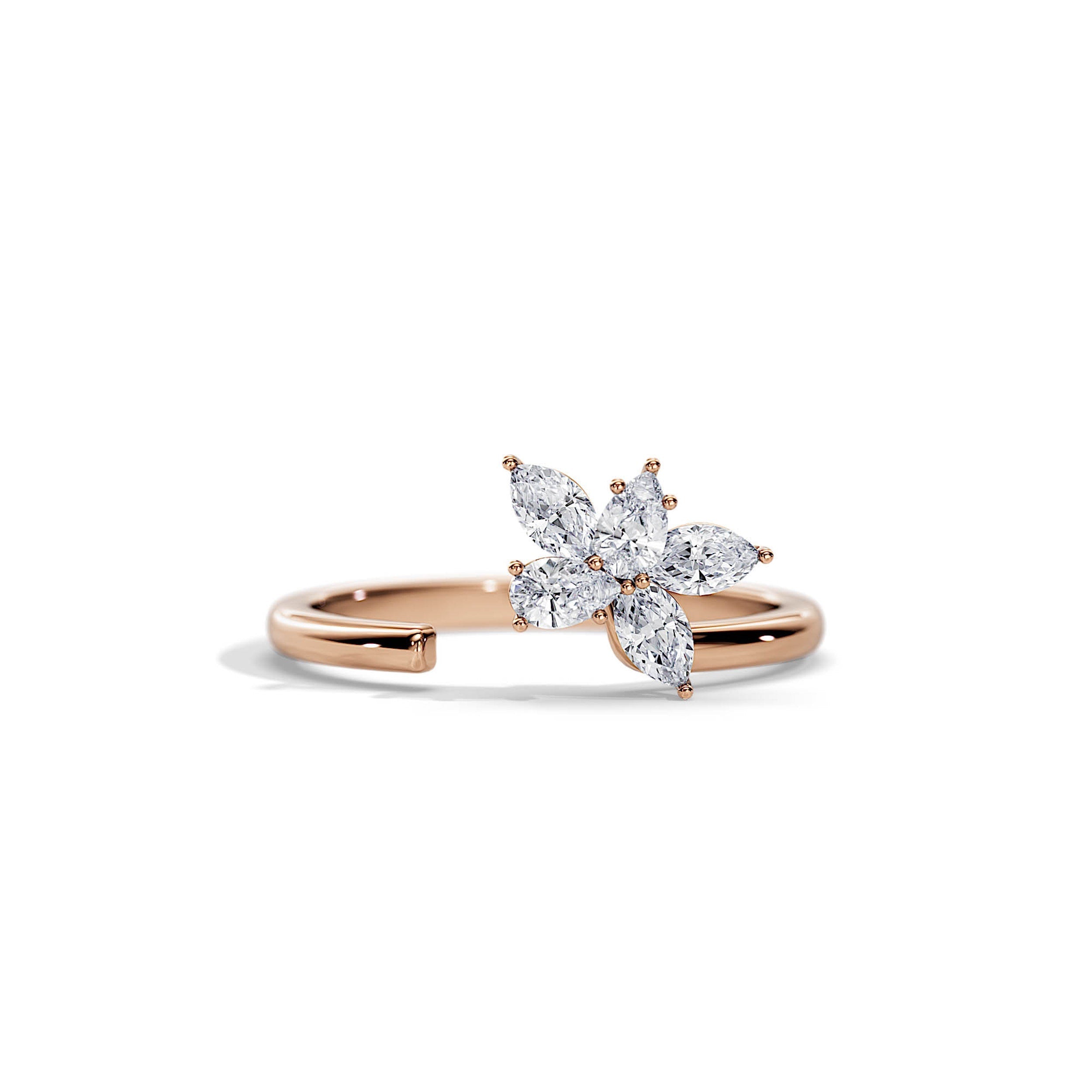 0.55 TCW Pear & Marquise Moissanite Open Wedding Band