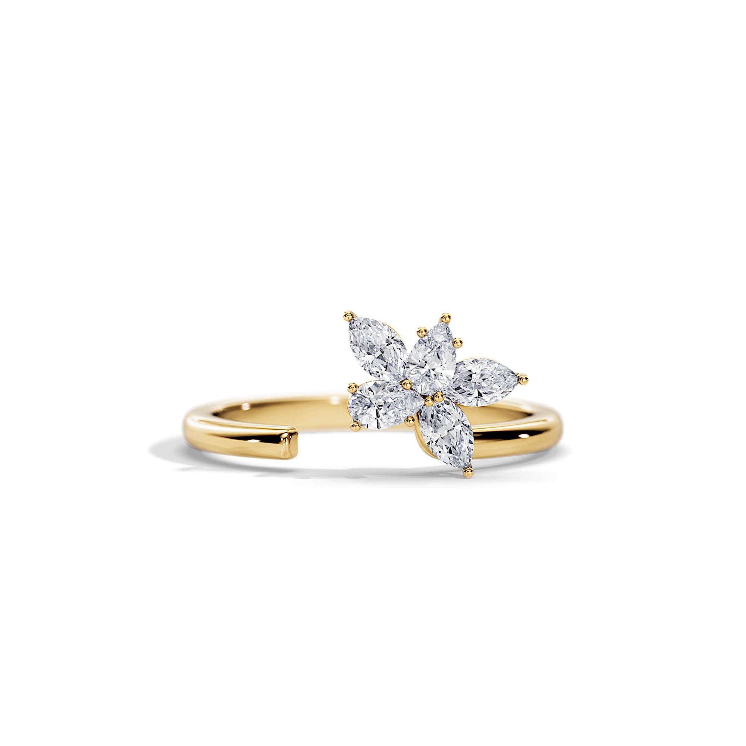 0.55 TCW Pear & Marquise Moissanite Open Wedding Band