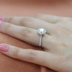 1.0 CT Cushion Cut Vintage Halo Style Moissanite Engagement Ring